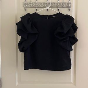 Ruffle black blouse